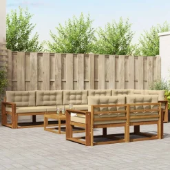 vidaXL Conjuntos De Muebles-Conjunto de sofás de exterior con cojín 9 pcs