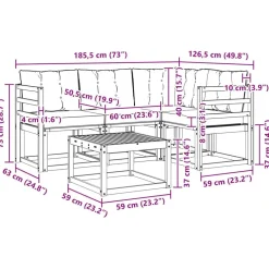 vidaXL Conjunto de sofás de exterior con cojín 5 pcs Natural y beige Outlet