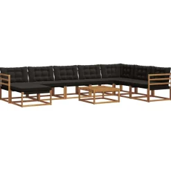 vidaXL Conjuntos De Muebles-Conjunto de sofás de exterior con cojín 9 pcs
