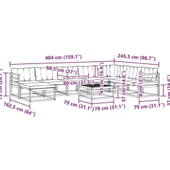 vidaXL Conjuntos De Muebles-Conjunto de sofás de exterior con cojín 9 pcs