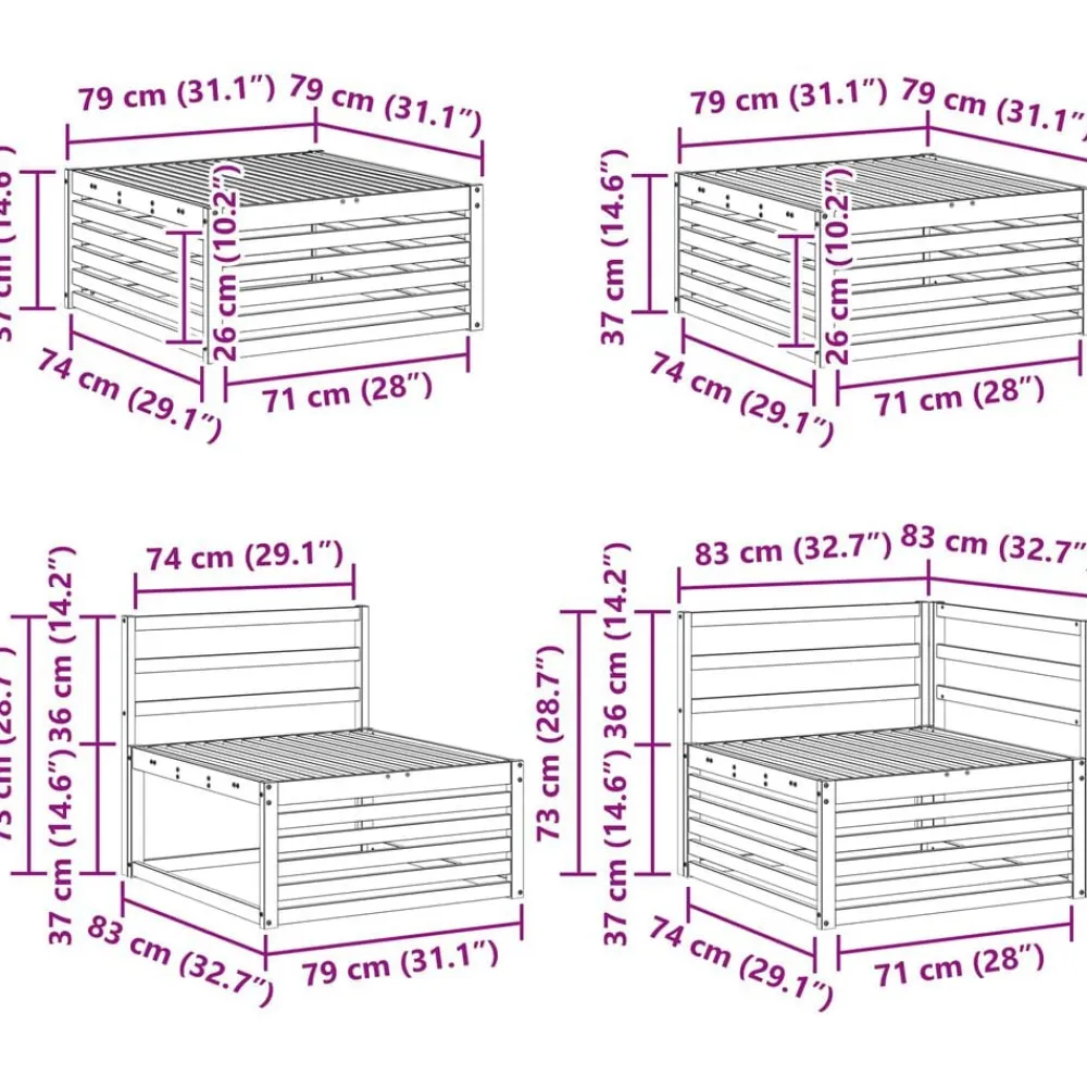 vidaXL Conjunto de sofás de exterior 7 pcs Natural Hot