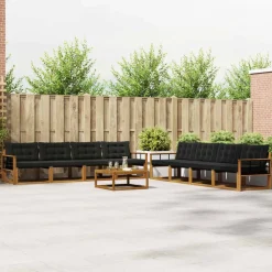 vidaXL Conjuntos De Muebles-Conjunto de sofás de exterior con cojín 9 pcs