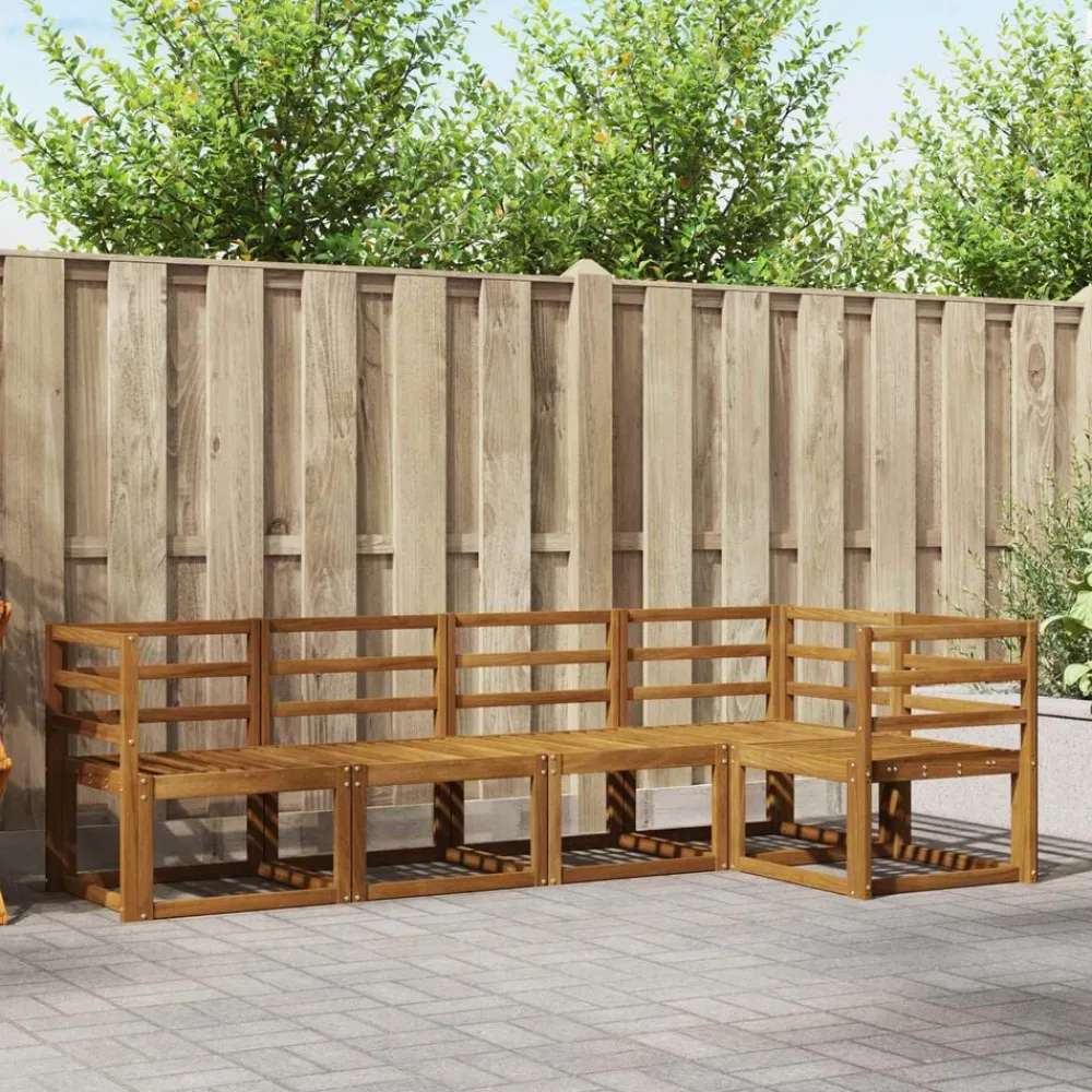 vidaXL Conjuntos De Muebles-Conjunto de sofás de exterior 5 pcs Gris Natural y Claro