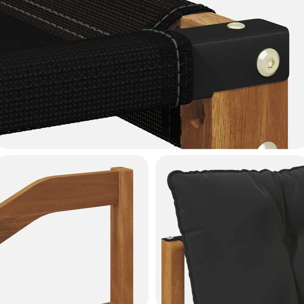 vidaXL Conjunto de sofás de exterior con cojín 4 pcs Natural y negro Best
