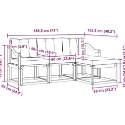 vidaXL Conjunto de sofás de exterior con cojín 4 pcs Natural y negro Best