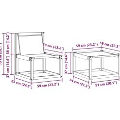 vidaXL Conjunto de sofás de exterior con cojín 4 pcs Natural y negro Best