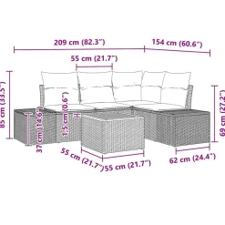 vidaXL Conjunto de sofás de jardín 5 pcs Beige ratán sintético beige y gris New
