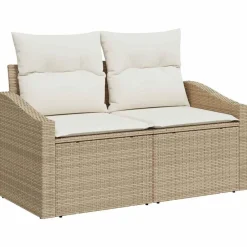 vidaXL Muebles De Jardín-Conjunto de sofás de jardín 10 pcs Beige ratán sintético