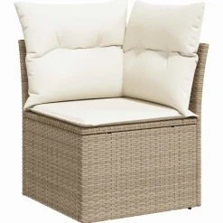 vidaXL Muebles De Jardín-Conjunto de sofás de jardín 10 pcs Beige ratán sintético