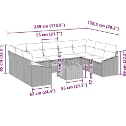 vidaXL Muebles De Jardín-Conjunto de sofás de jardín 10 pcs Beige ratán sintético