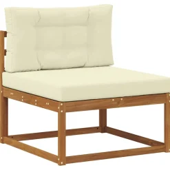 vidaXL Conjunto de sofás de exterior con cojín 6 pcs Natural y crema Outlet
