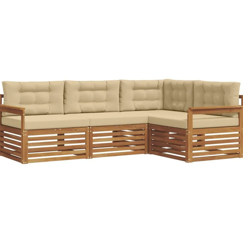 vidaXL Conjuntos De Muebles-Conjunto de sofás de exterior con cojín 4 pcs
