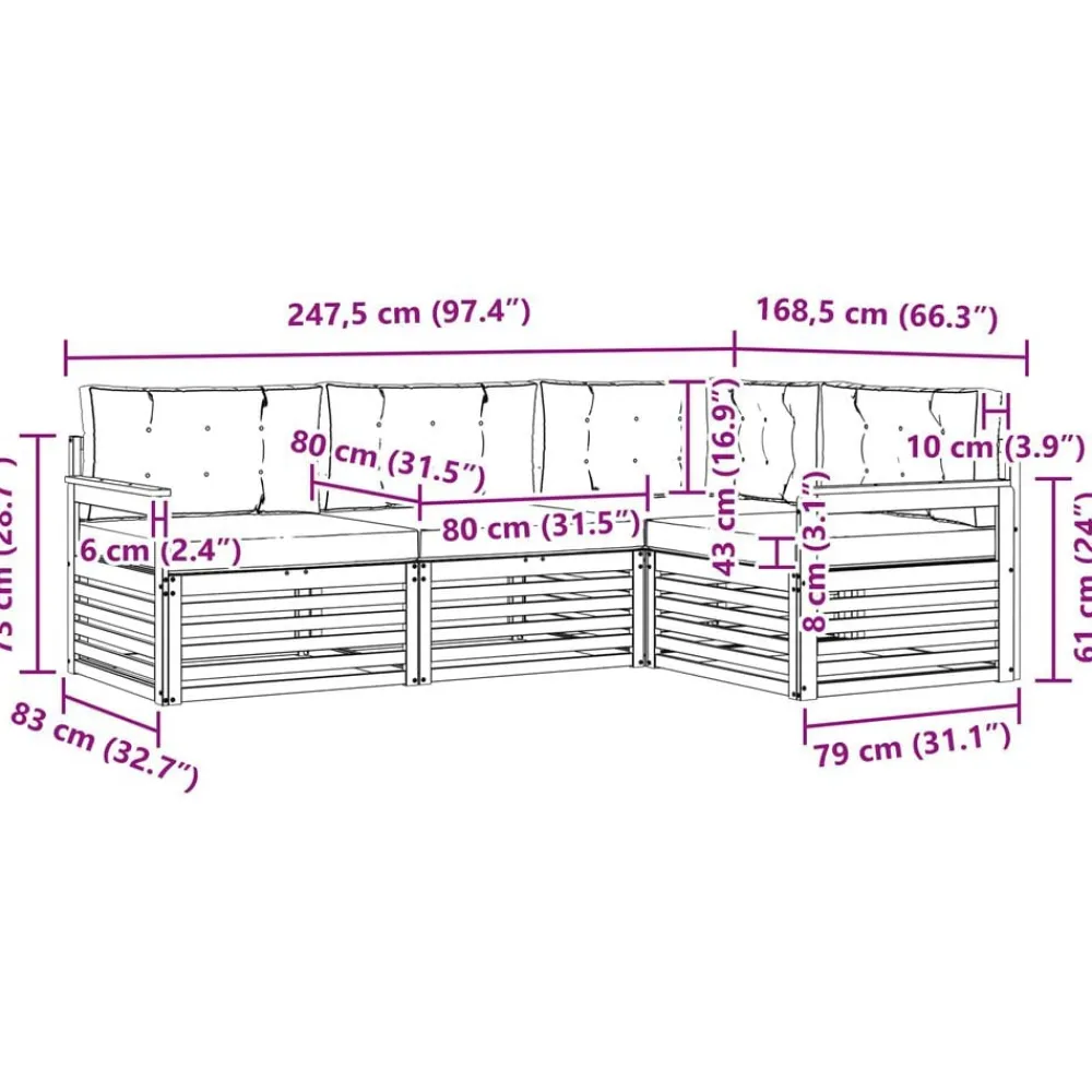 vidaXL Conjuntos De Muebles-Conjunto de sofás de exterior con cojín 4 pcs