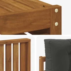 vidaXL Conjunto de sofás de exterior 5 pcs Natural y antracita Hot