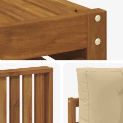 vidaXL Conjunto de sofás de exterior con cojín 5 pcs Natural y beige Hot