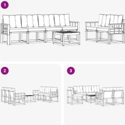 vidaXL Conjuntos De Muebles-Conjunto de sofás de exterior 7 pcs Gris Natural y Claro
