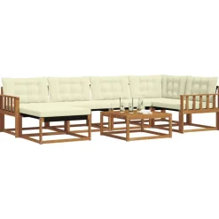 vidaXL Conjunto de sofás de exterior con cojín 19 pcs Natural y crema Sale