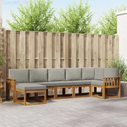 vidaXL Conjuntos De Muebles-Conjunto de sofás de exterior 7 pcs Gris Natural y Claro