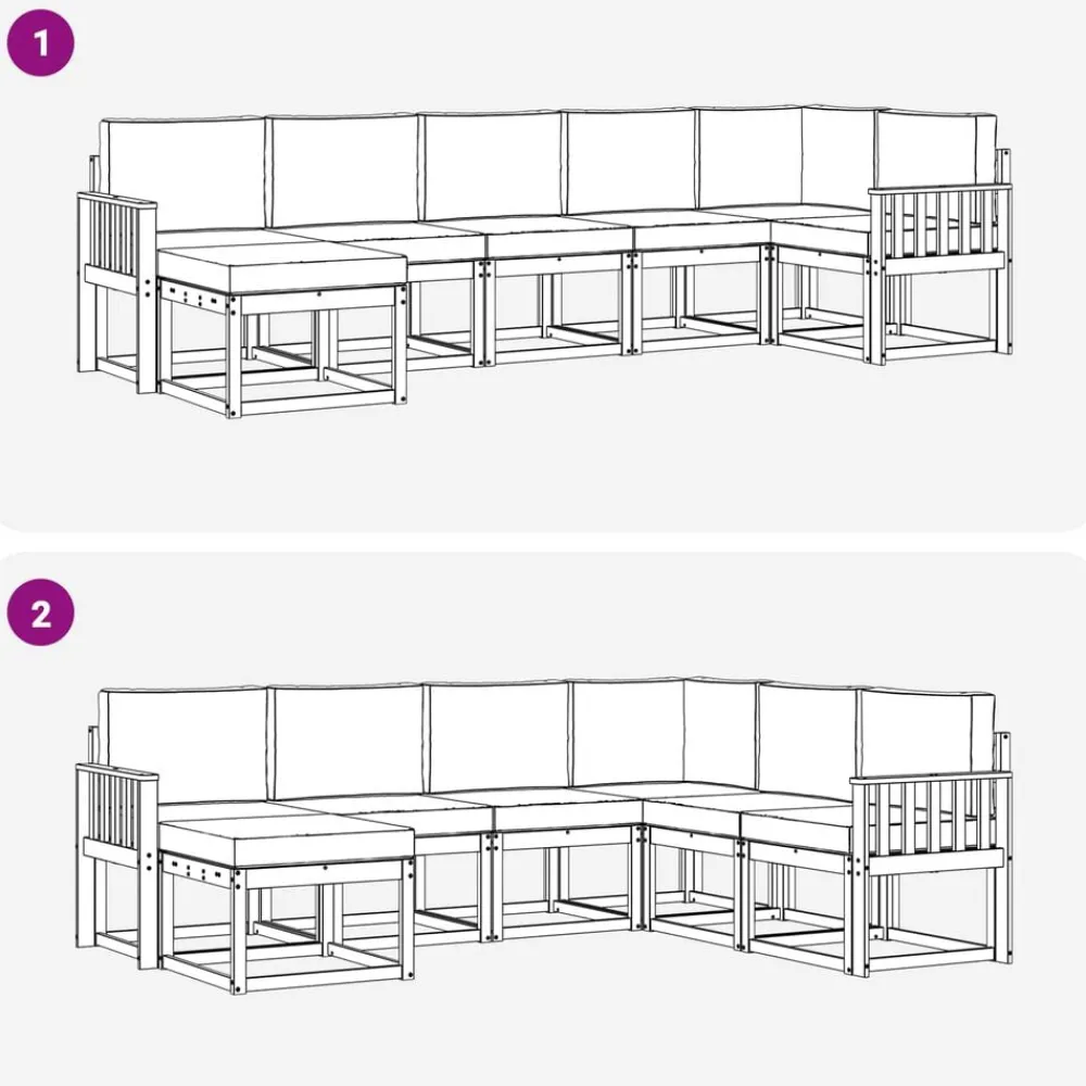 vidaXL Conjuntos De Muebles-Conjunto de sofás de exterior 7 pcs Gris Natural y Claro