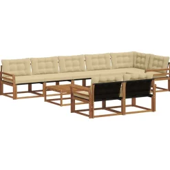 vidaXL Conjunto de sofás de exterior con cojín 9 pcs Natural y beige New
