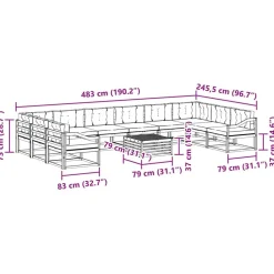 vidaXL Conjunto de sofás de exterior 11 pcs Gris Natural y Claro Gris claro y natural Outlet