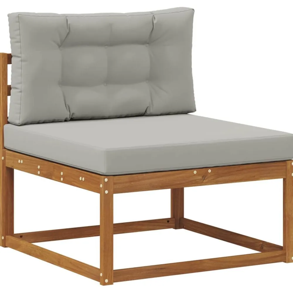 vidaXL Conjunto de sofás de exterior 11 pcs Gris Natural y Claro Gris claro y natural Outlet