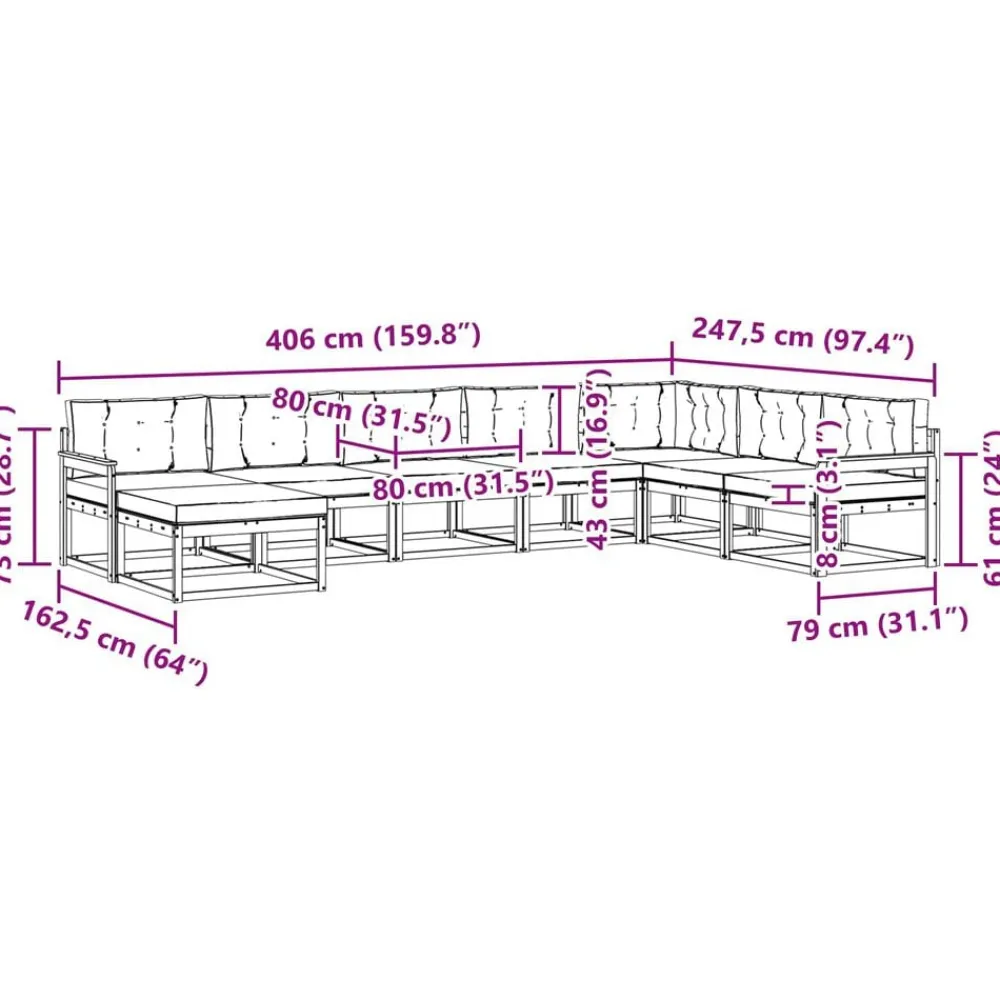 vidaXL Conjunto de sofás de exterior 8 pcs Natural y antracita Best