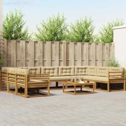 vidaXL Conjuntos De Muebles-Conjunto de sofás de exterior con cojín 10 pcs