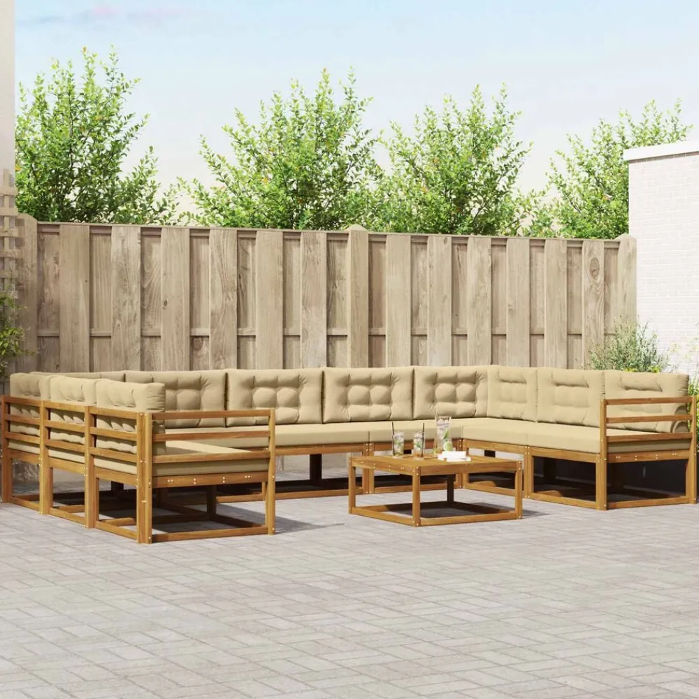 vidaXL Conjuntos De Muebles-Conjunto de sofás de exterior con cojín 10 pcs