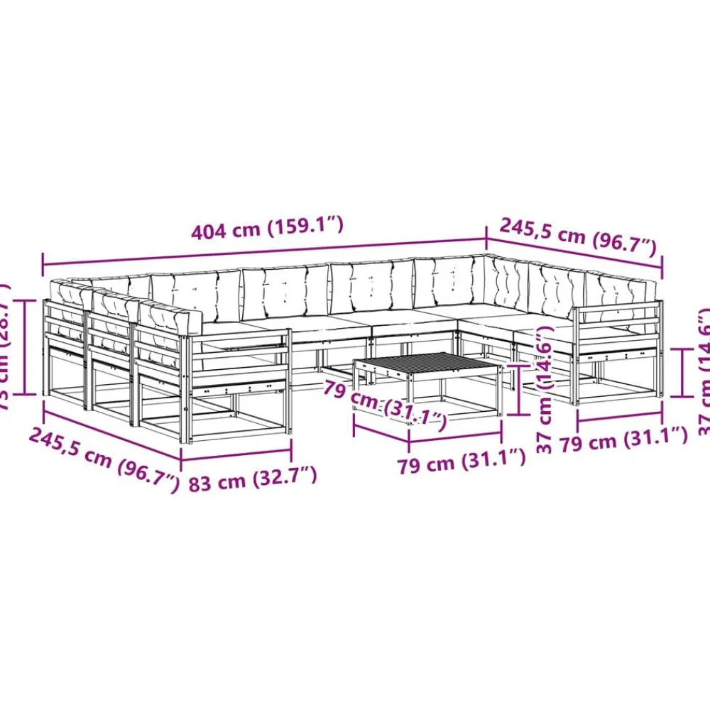 vidaXL Conjuntos De Muebles-Conjunto de sofás de exterior con cojín 10 pcs