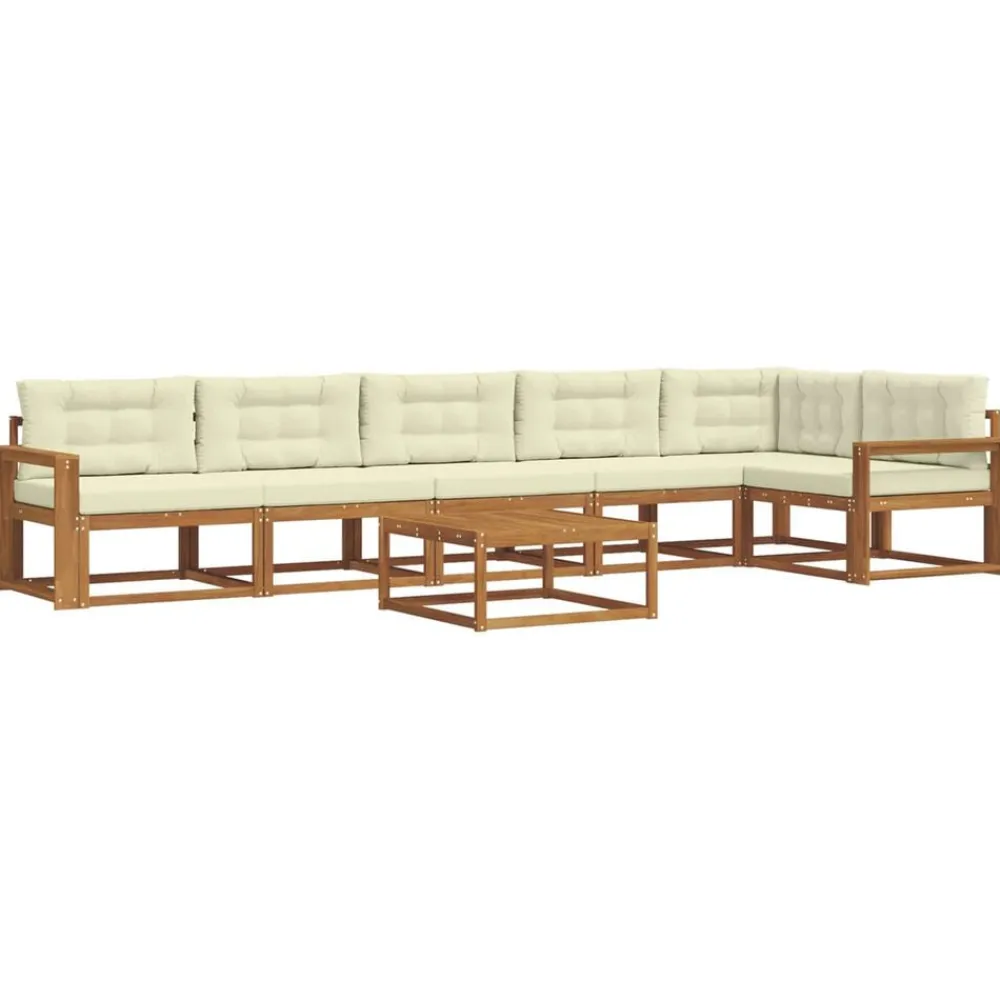 vidaXL Conjunto de sofás de exterior con cojín 7 pcs Natural y crema