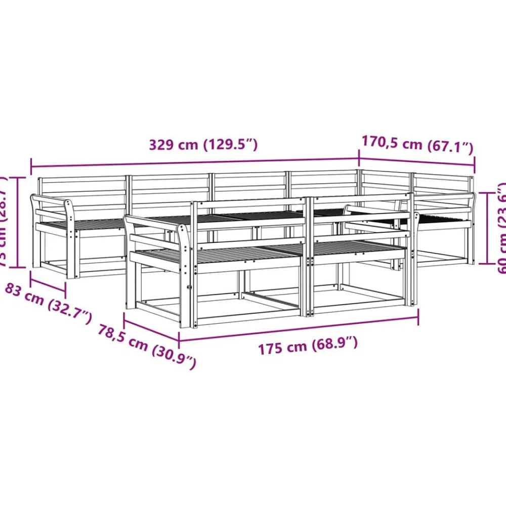 vidaXL Conjunto de sofás de exterior 7 pcs Natural Clearance