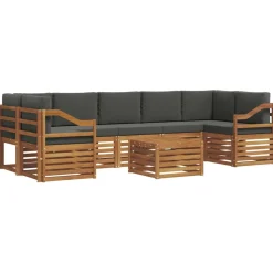 vidaXL Conjunto de sofás de exterior 8 pcs Natural y antracita Clearance