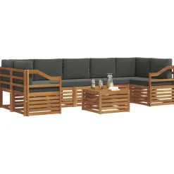 vidaXL Conjunto de sofás de exterior 8 pcs Natural y antracita Clearance