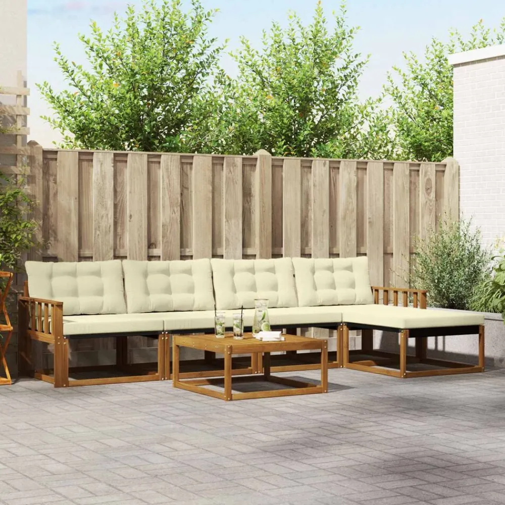 vidaXL Conjuntos De Muebles-Conjunto de sofás de exterior con cojín 6 pcs