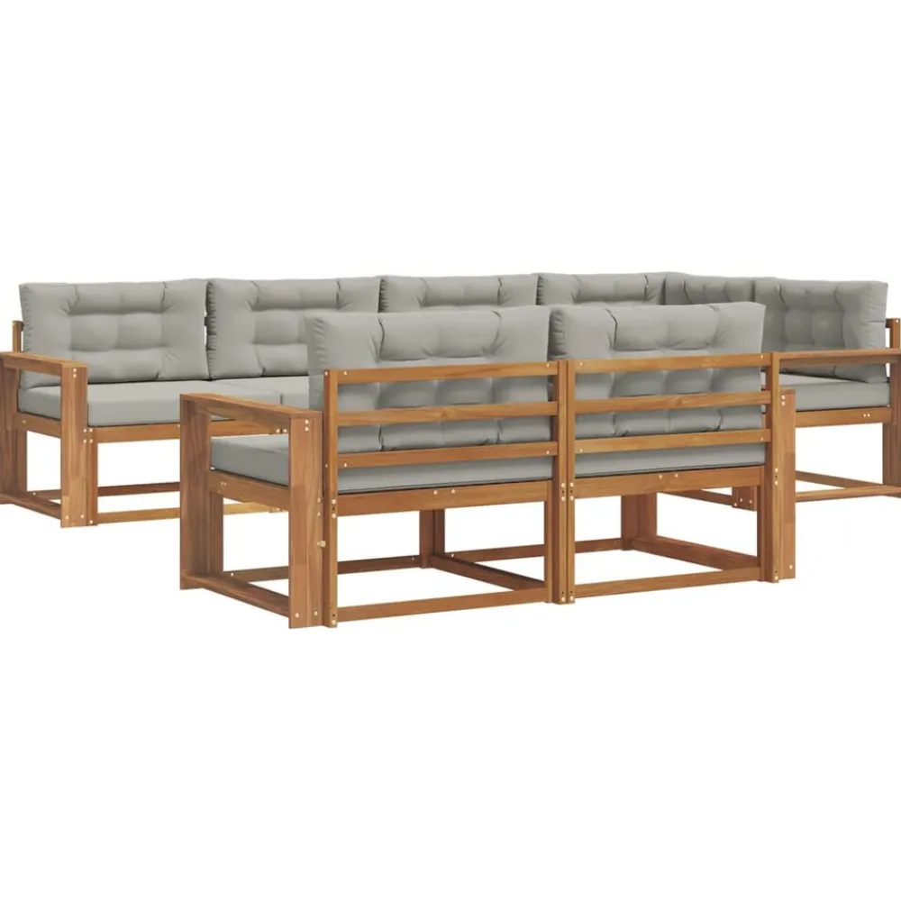 vidaXL Conjunto de sofás de exterior 7 pcs Gris Natural y Claro Gris claro y natural Clearance