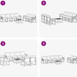 vidaXL Conjunto de sofás de exterior con cojín 8 pcs Natural y negro Best