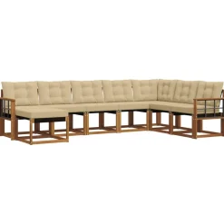 vidaXL Conjunto de sofás de exterior con cojín 8 pcs Natural y beige Best