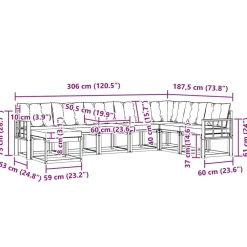 vidaXL Conjunto de sofás de exterior con cojín 8 pcs Natural y beige Best