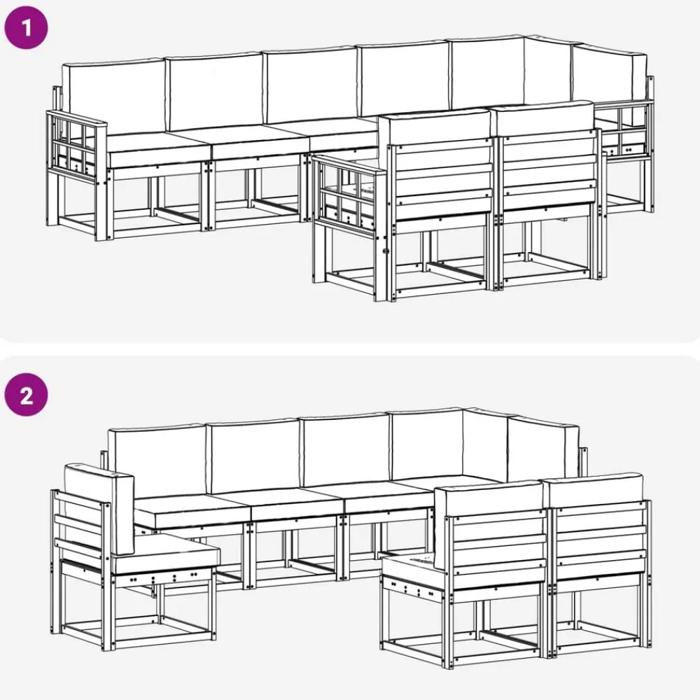 vidaXL Conjunto de sofás de exterior con cojín 8 pcs Natural y beige Discount