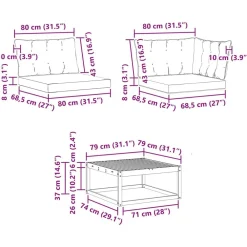 vidaXL Conjunto de sofás de exterior con cojín 11 pcs Natural y negro Outlet