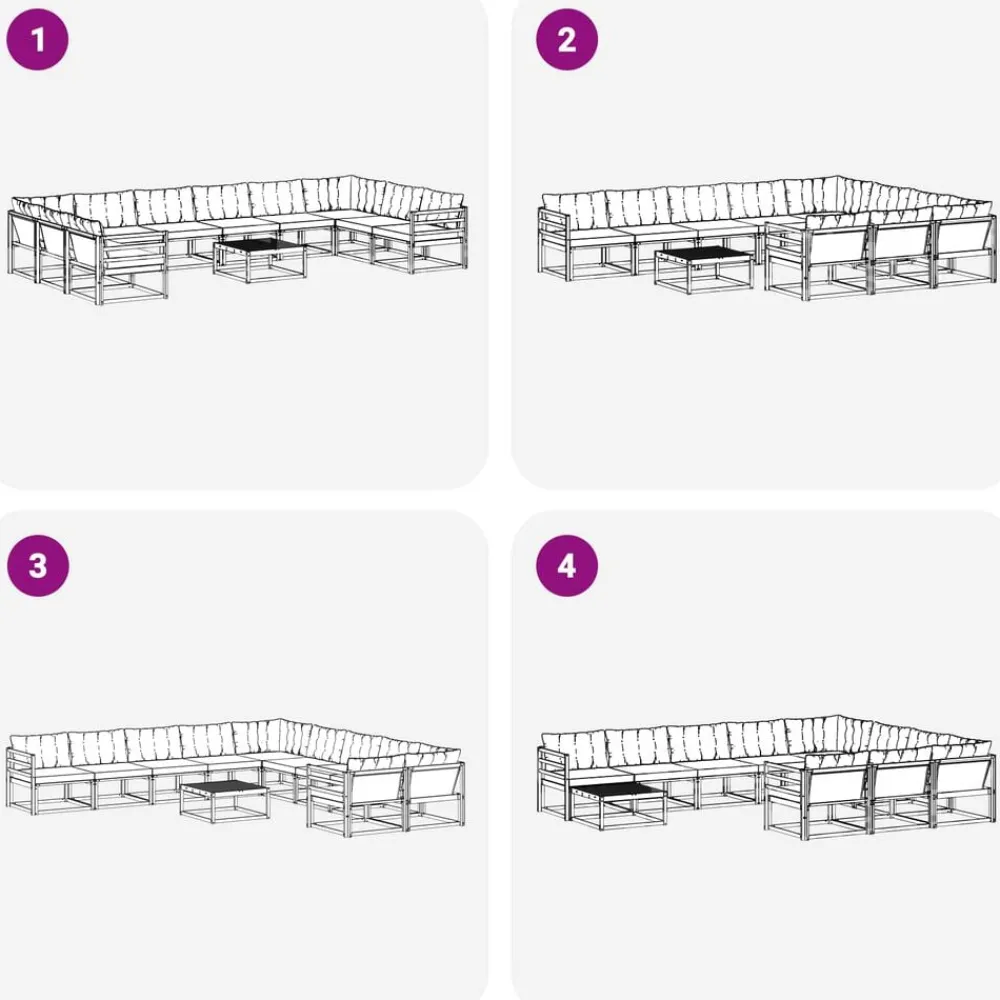 vidaXL Conjunto de sofás de exterior con cojín 11 pcs Natural y negro Outlet