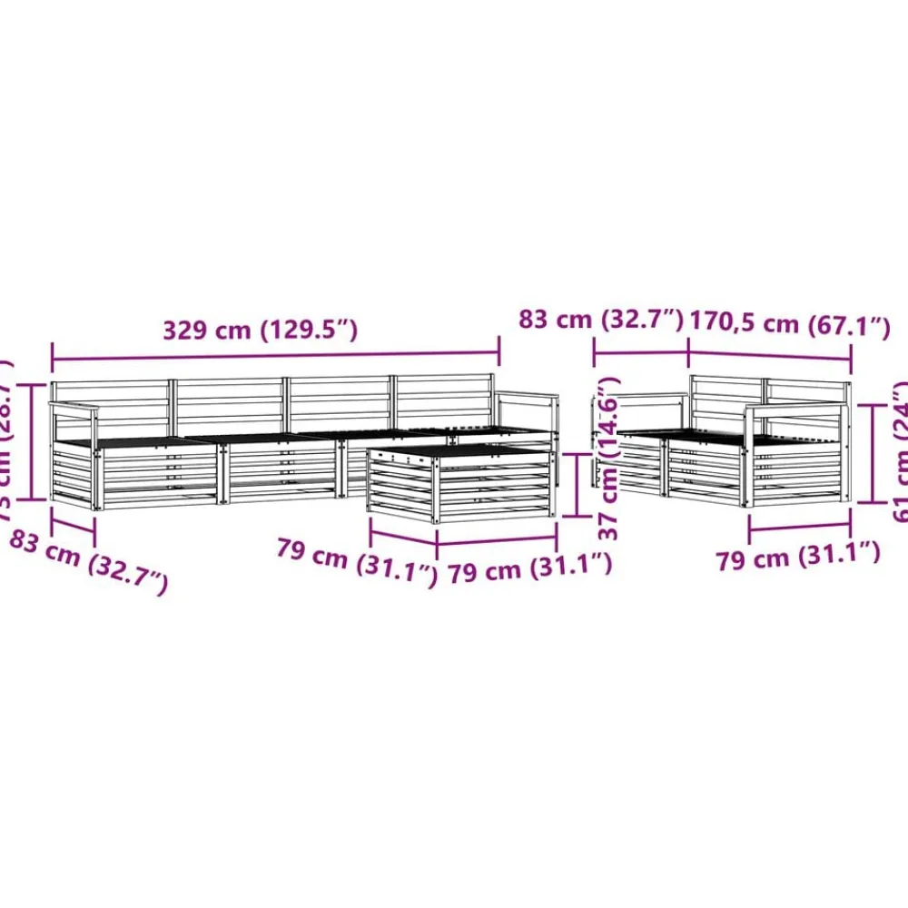 vidaXL Conjunto de sofás de exterior 7 pcs Natural Sale