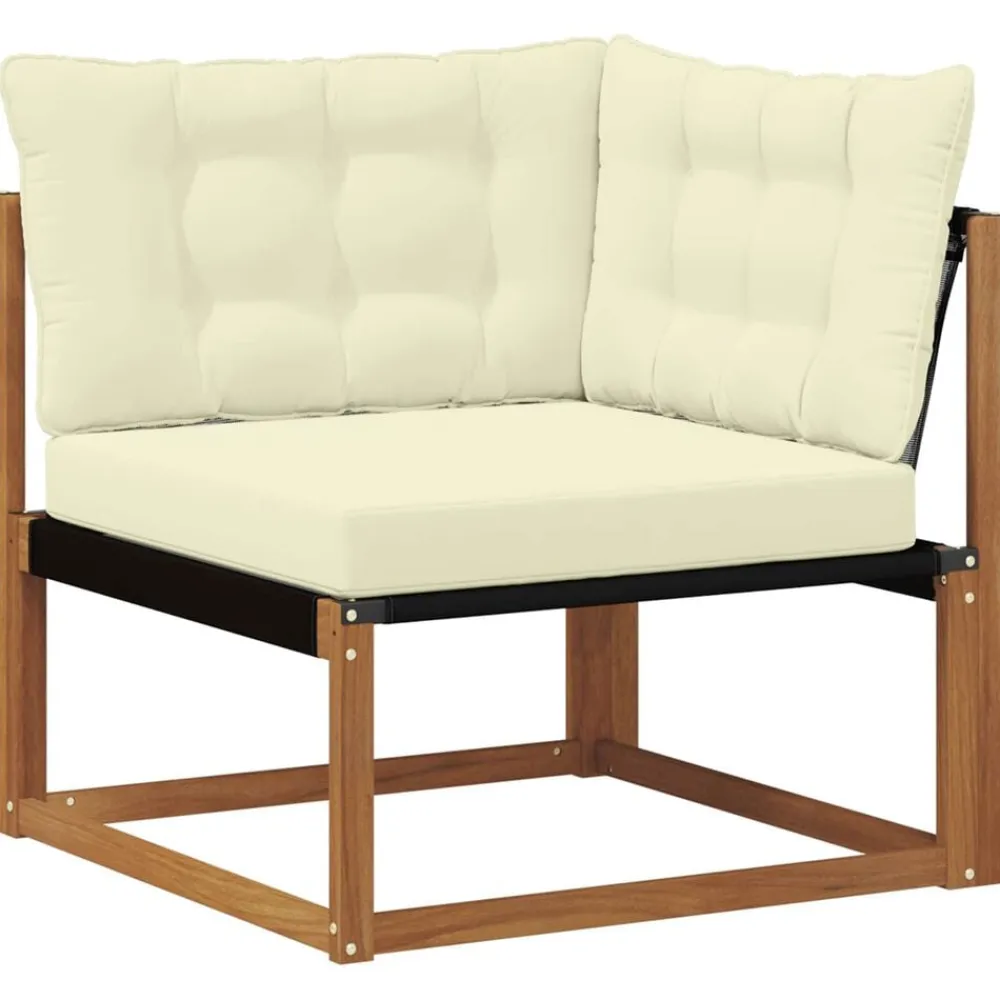 vidaXL Conjunto de sofás de exterior con cojín 5 pcs Natural y crema Clearance