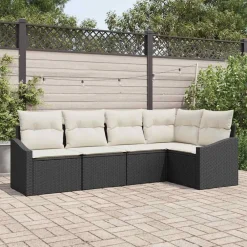 vidaXL Conjunto de sofás de jardín 5 pcs ratán sintético Negro y Online
