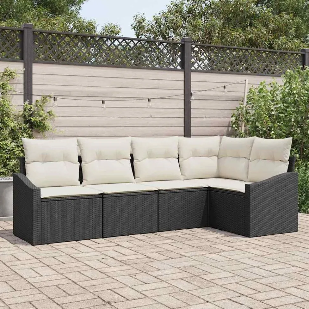 vidaXL Conjunto de sofás de jardín 5 pcs ratán sintético Negro y Online