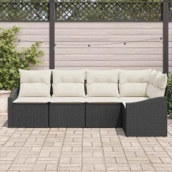 vidaXL Conjunto de sofás de jardín 5 pcs ratán sintético Negro y Online