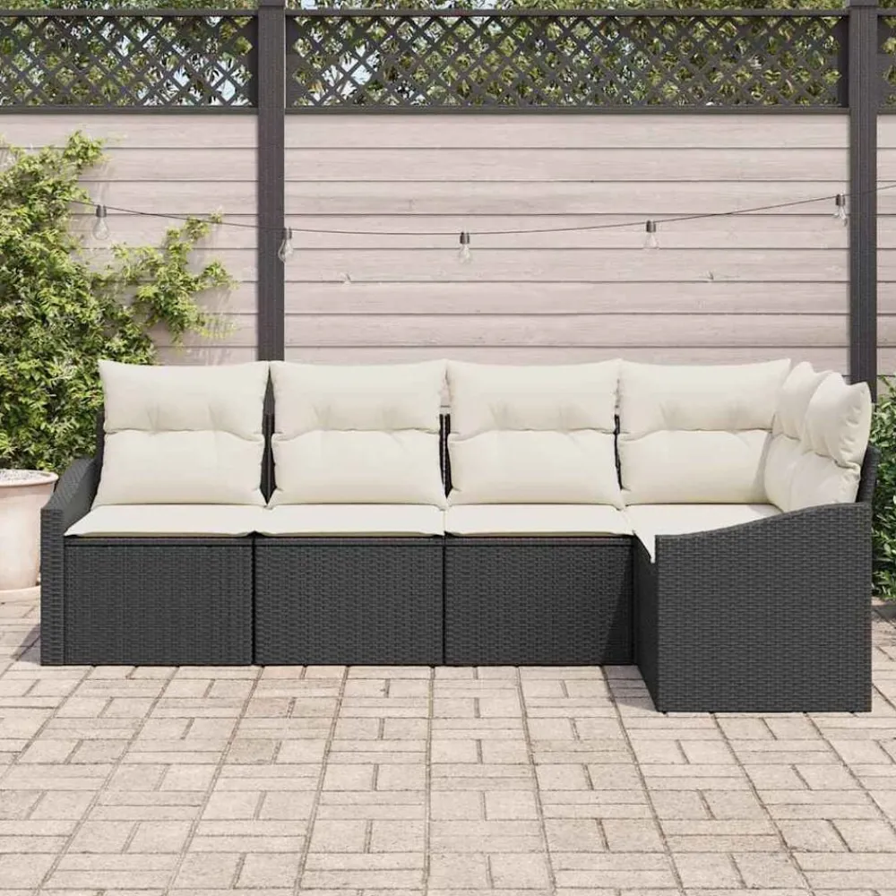 vidaXL Conjunto de sofás de jardín 5 pcs ratán sintético Negro y Online