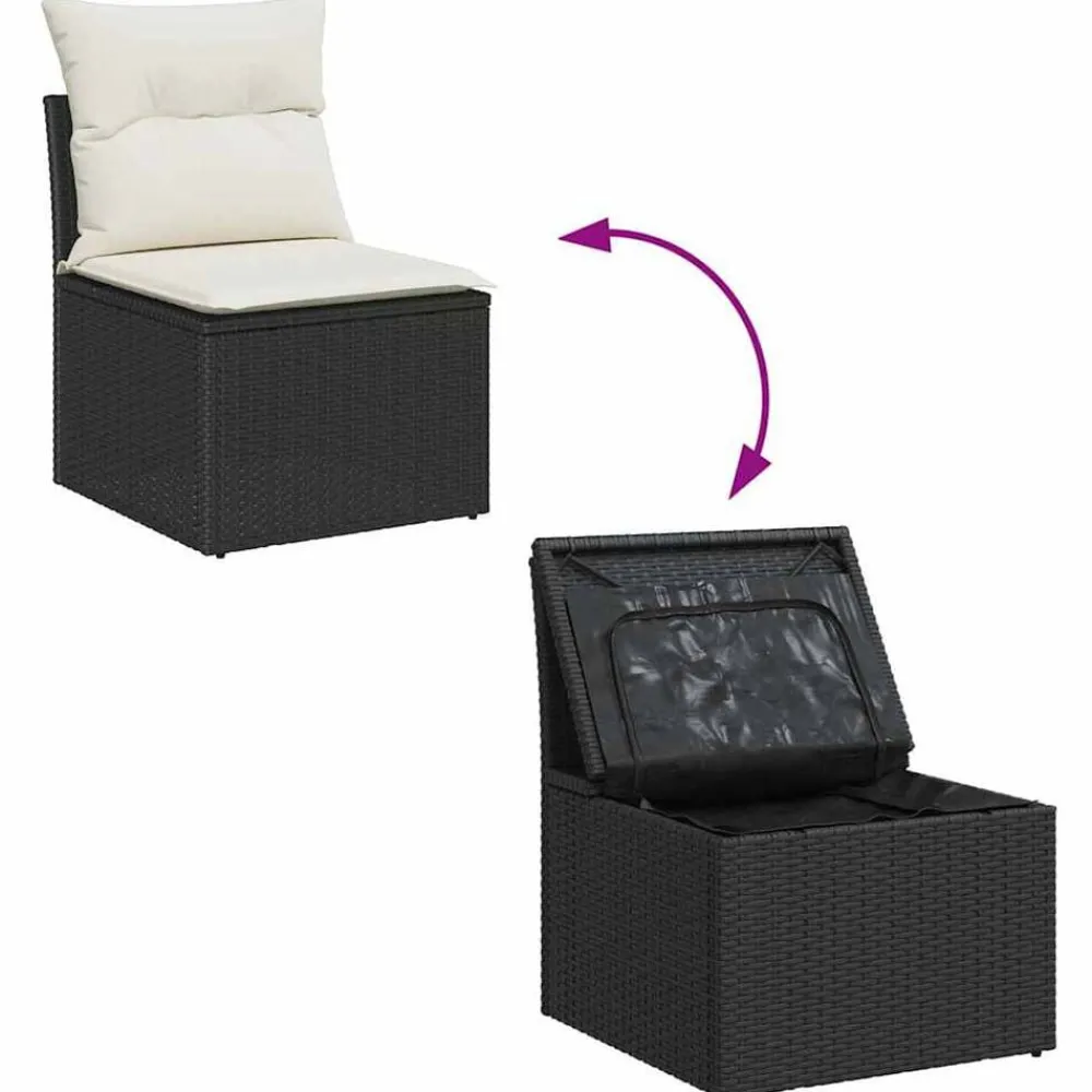 vidaXL Conjunto de sofás de jardín 5 pcs ratán sintético Negro y Online