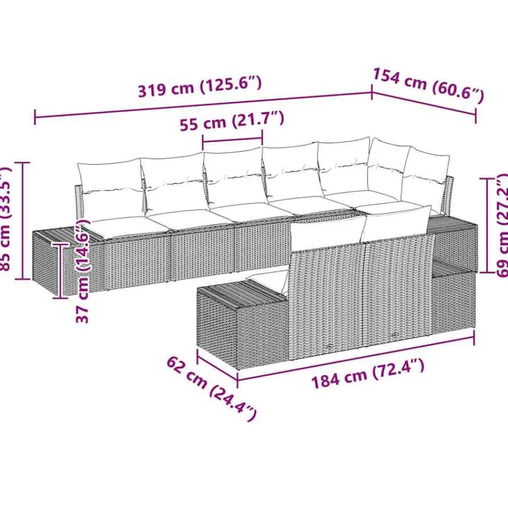 vidaXL Conjunto de sofás de jardín 8 pcs Poliratán beige y gris claro